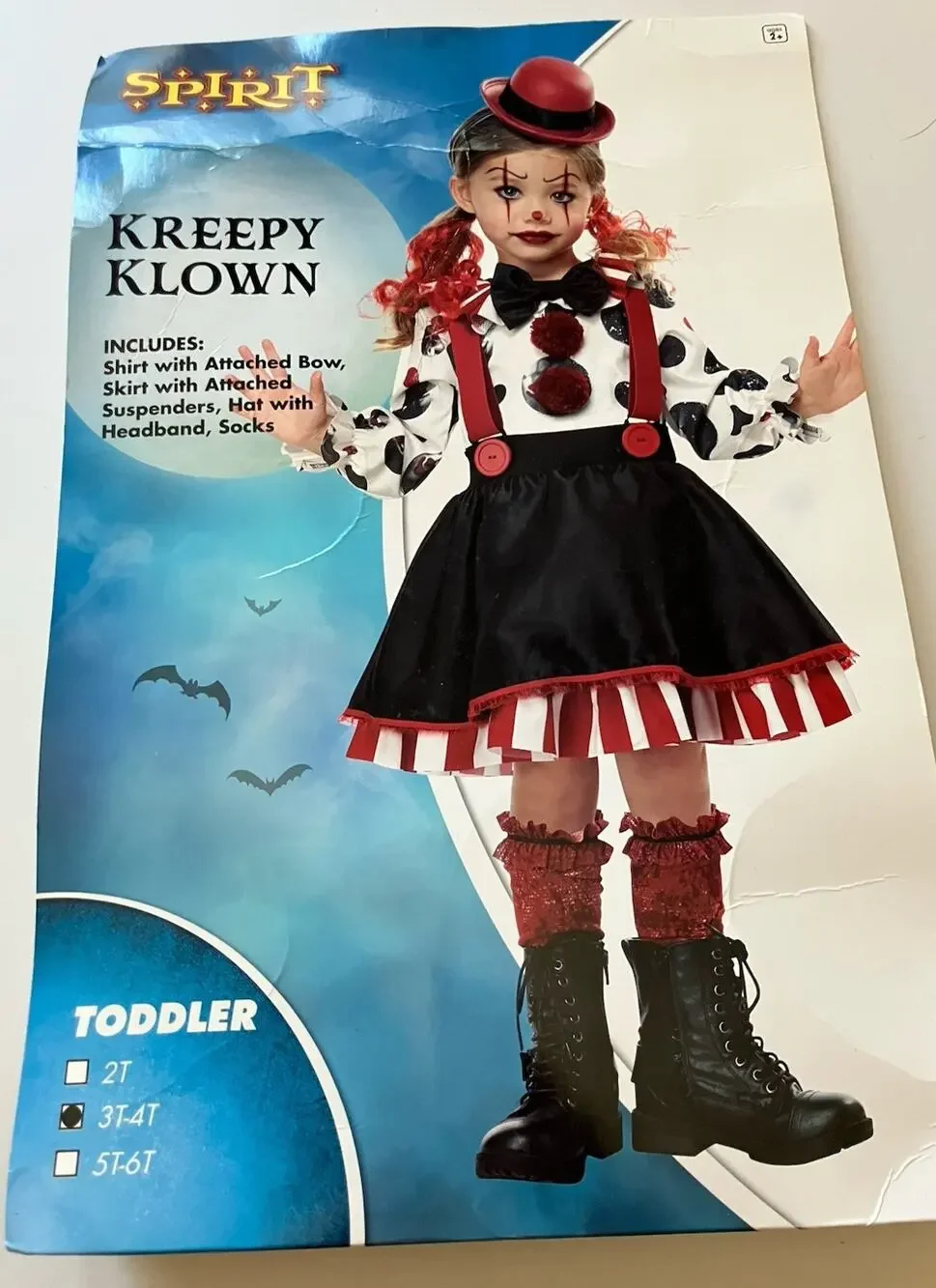 Spirit Halloween Kreepy Klown Costume. Size 3T-4T. Creepy Clown